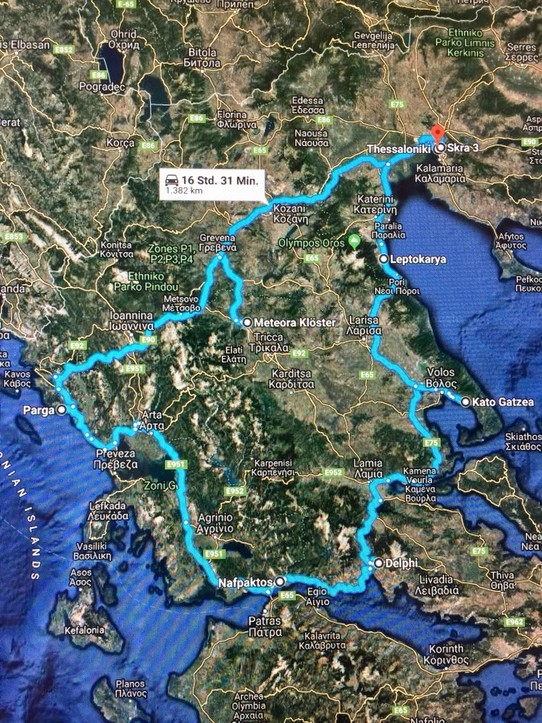 Griechenland - Thermi - Geplante Route in Nord Griechenland Festland