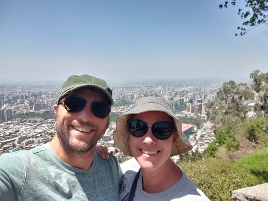 Chile - Santiago - Us on the top of San Cristobal Hill