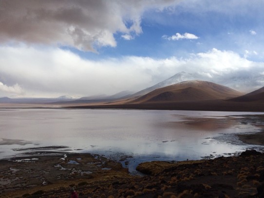 Bolivien - Salar de Uyuni - Rote Lagune - mit Wolkenreflektion