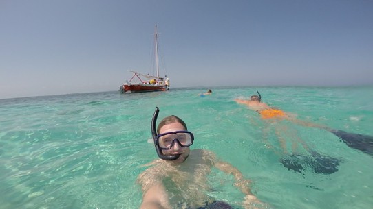 Belize - Rendezvous Island - Selfie im karibischen, warmen Wasser...