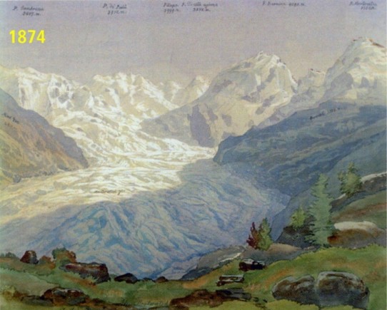 Schweiz - Pontresina/Engadin - 1874 Morteratsch (alte Postkarte)