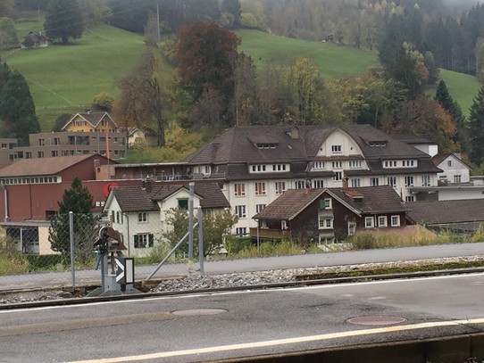 Schweiz - Bühler - Mit dem Gepäck warte ich auf den Zug.