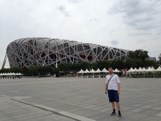 China - Beijing - Het Olympisch Stadion van de Spelen in 2008 in Beijing. Nu is het het nationale stadion van China en wordt ook wel The Bird's Nest genoemd, naar het gerecht, of gewoon naar een vogelnest.
