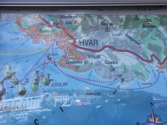 Kroatien - Hvar - Stadtplan Hvar
