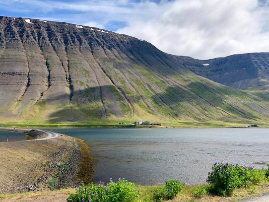 Island - Ísafjörður - Auch hier hat man sich mit einem Damm und einer Brücke zu helfen gewusst, um die Fahrt um den Fjord herum ein wenig abzukürzen... 😁👍