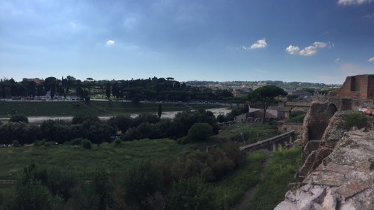 Italien - Forum Romanum & Palatine - Nur gut zu erkennen, der Circus Maximus. Von hier jubelten die Römer ihrem Kaiser zu.