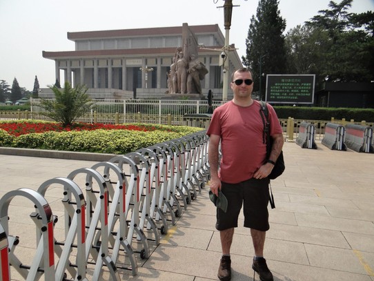 China - Beijing - Luke in front of Mao's Mausoleum