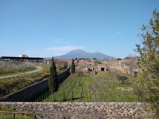 Italy - Pompeii - Mount Vesuvius in the background.