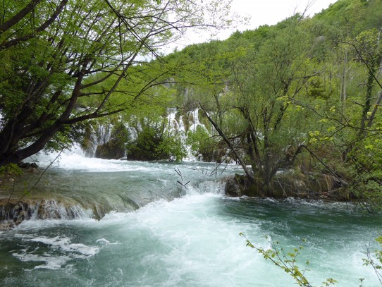 Kroatien - Plitvička jezera - Solche kleinen Wasserfälle sind zwischen fast allen Seen hier 