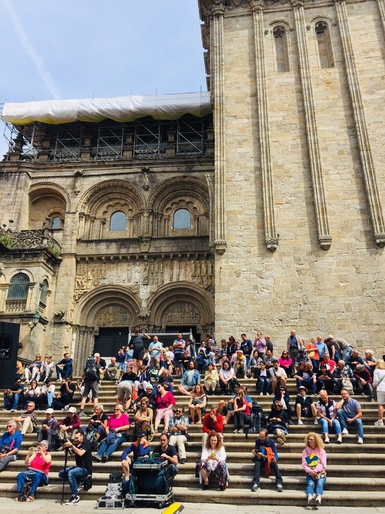 Spanien - Santiago de Compostela - Treppe Eingang Kathedrale Santiago de Campostella