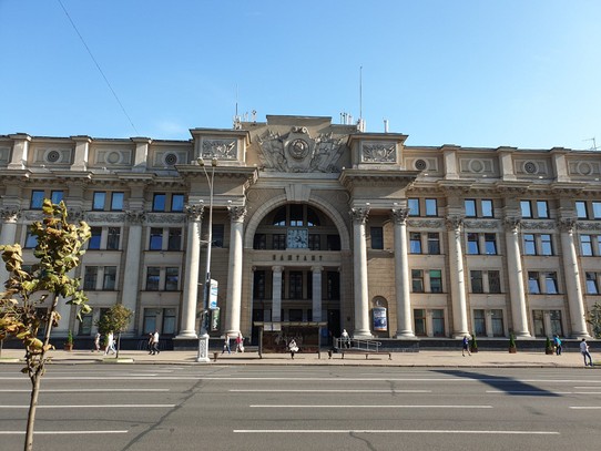 Belarus - Minsk - the understated central post office - a great example of the Stalinist architecture in Minsk