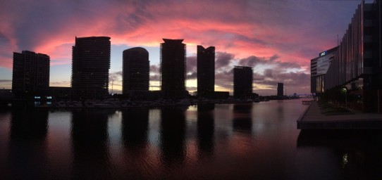 Australia - Melbourne - Evening sky over the Docklands. 