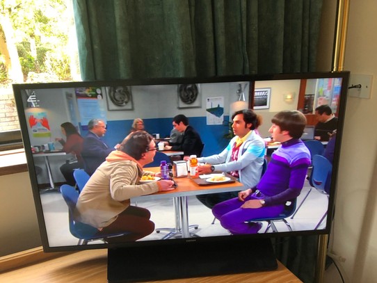 Vereinigtes Königreich - Livingston - Und das abendliche Fernsehprogramm sieht auch nicht anders aus als das Deutsche. Eben noch die Simpsons, jetzt Big Bang Theory... nur halt auf englisch.