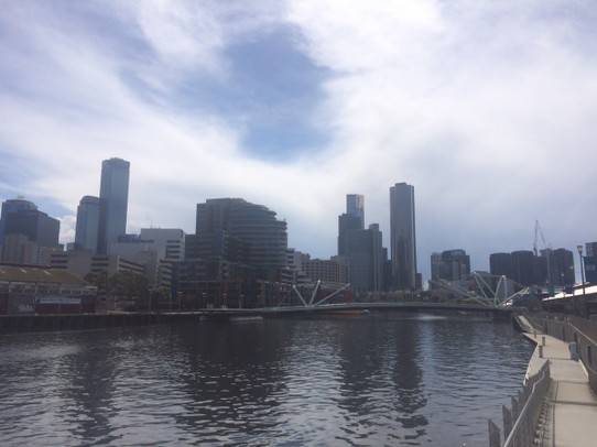 Australia - Melbourne - Melbourne seen from the promenade along the Yarra River. 