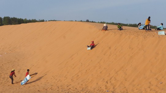Vietnam - Phan Thiet - Die berühmten riesigen Sanddünen von Mui Ne werden als Trockenrodelbahn genutzt