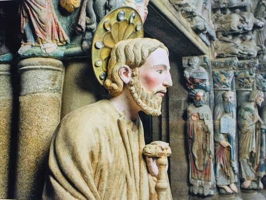 Spanien - Santiago de Compostela - Figur Nahaufnahme Kreuzgang Kathedrale 