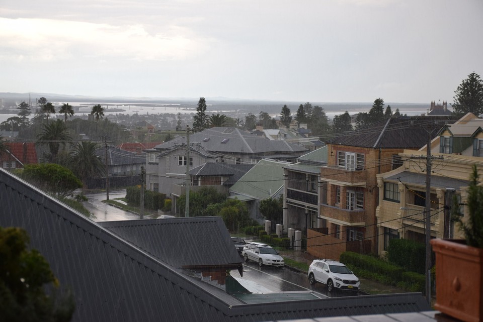 Australien - Hunter Valley - Jede Menge Regen - der Ausblick von unserem Balkon in Newcastle