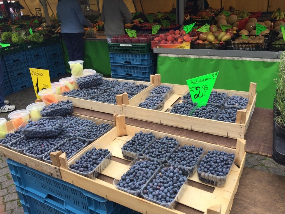 Germany - Bremen - Blueberries (Heidelbeeren) at the Marktplatz markets. 