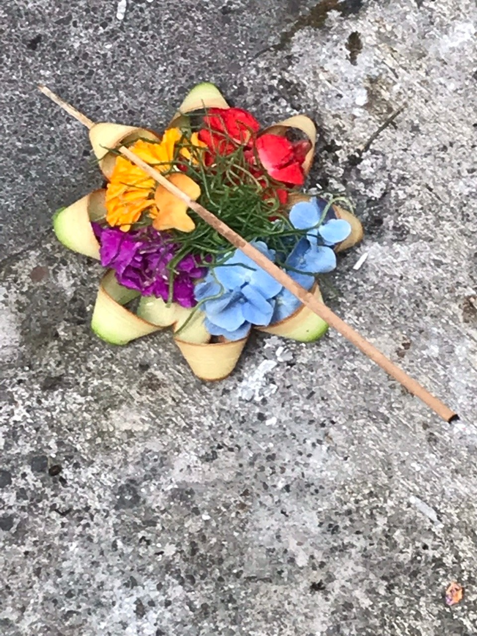 Indonesia - Gianyar - Door step offerings to the gods, these are everywhere 