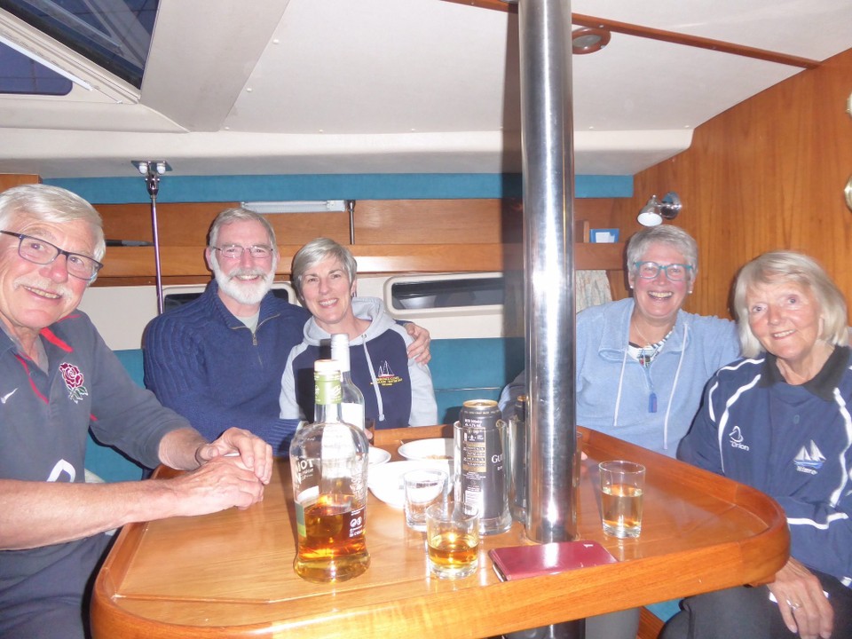 Ireland -  - When the lads returned to P64, John and Mairead and Anita and Peter from Yacht Nimrod of the Tyne came aboard for drinks.