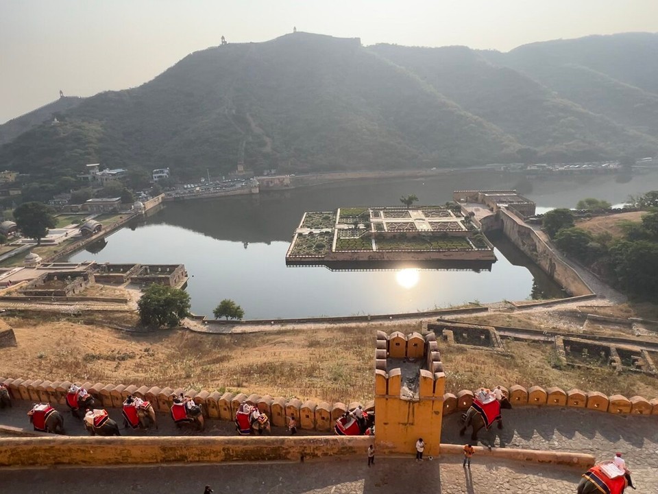 Indien - Jaipur - Die armen Elefanten müssen die Touristischen den Berg hinauf schleppen. Dabei wurden sie in der Vergangenheit beträgt, weil auf dem engen Weg jeder die besten Fotos machen wollte. Vor einem Jahr war es einem Elefanten zu viel und er hat einen Reiseleiter zertrampelt. Seither ist es verboten.