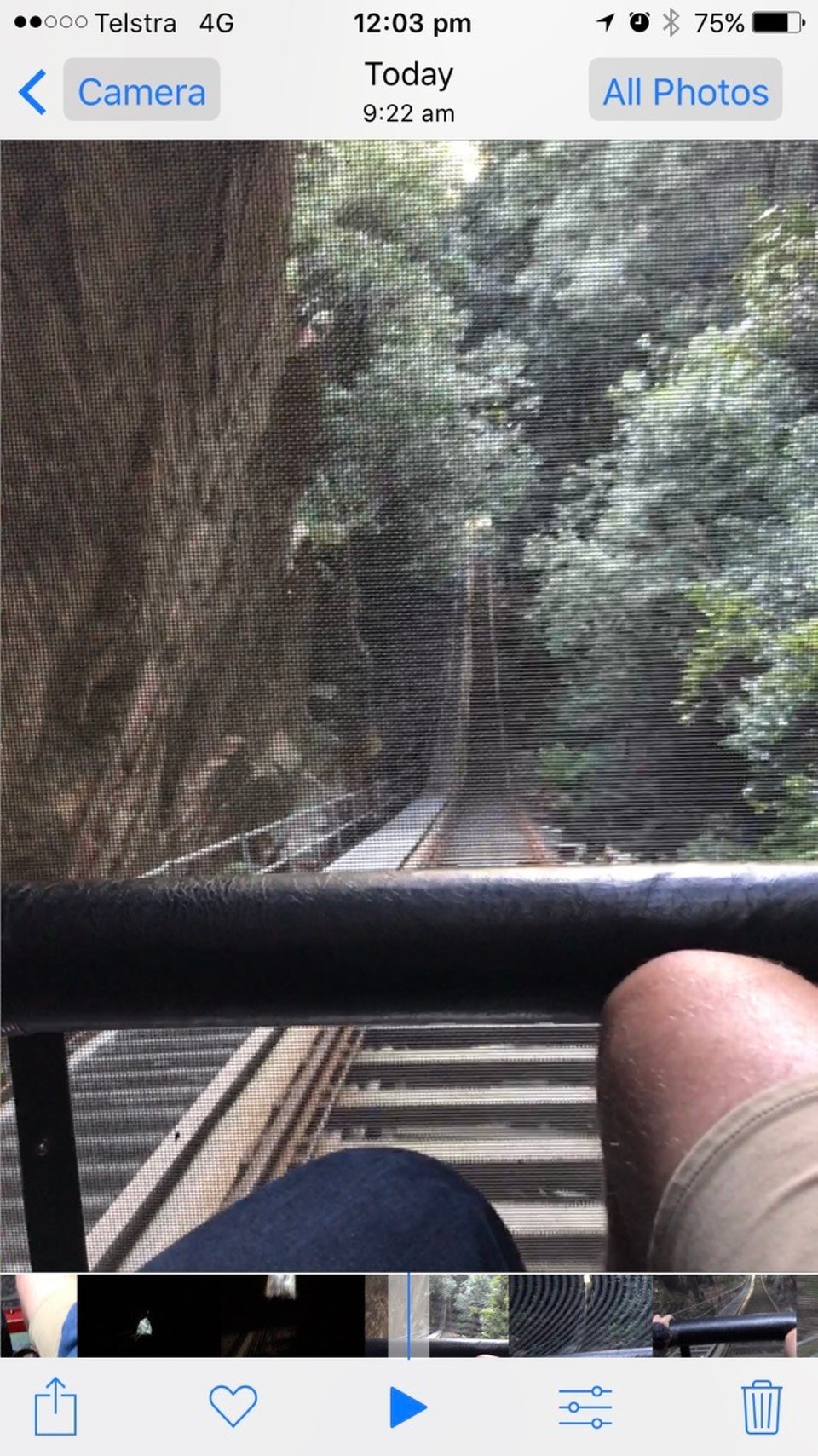 Australia - Katoomba - Steepest railway in the world down to rainforest walk. We did original 52 degree tilt but you can also do one called cliffhanger .. it's pretty steep ! We were at very front on way down... screeeeaming !!