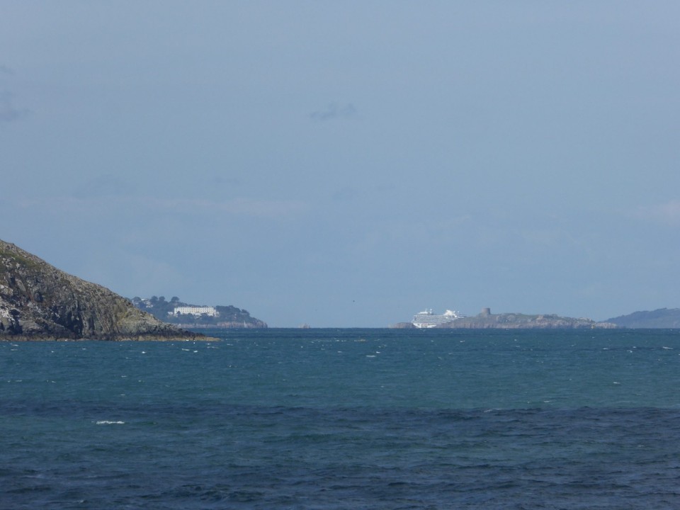 Ireland - Greystones - Looking over the wall towards Dalkey Island.