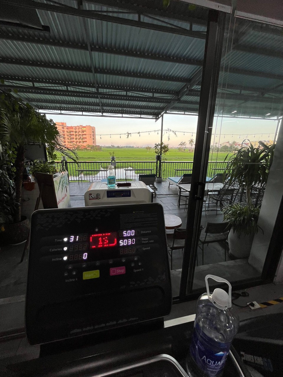 Vietnam - Hoi An - Feeling emotional today so FaceTimed mum and cheered up. Took myself off to the gym and did a 5k in 31 mins! Not bad after a few months off. Decided to walk back to the hostel too which took around 30 mins and then I stopped for some fried rice at this cute restaurant