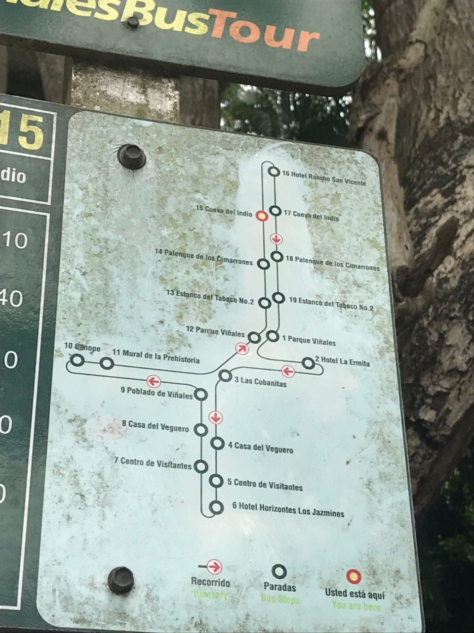 Kuba -  - Busfahrplan vom Hop on hop off Bus 