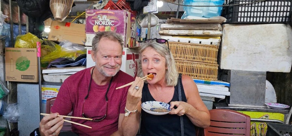Vietnam - Hue - Trying some of the local delicacies in the Cho Dong Ba Market