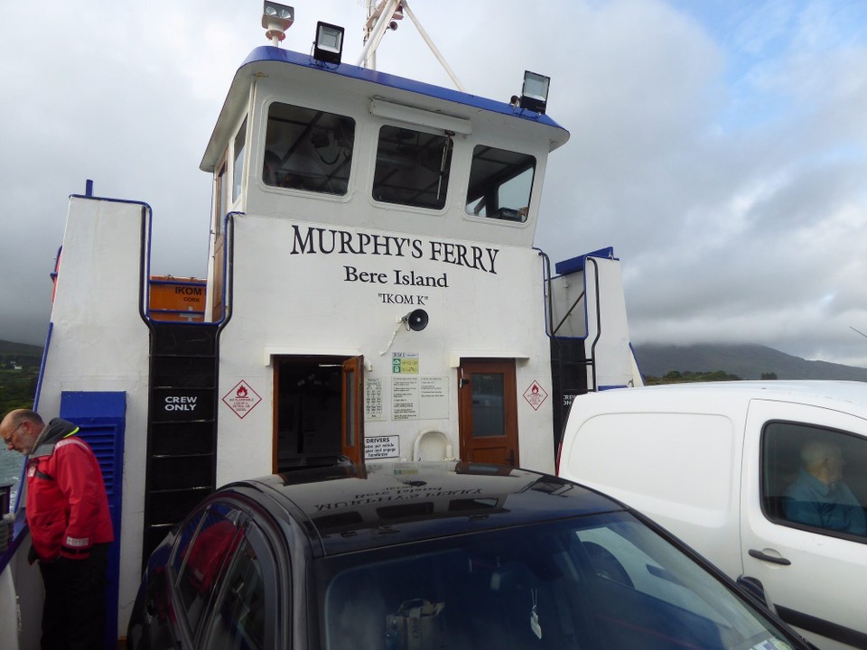 Ireland - Castletownbere - Murphy’s Ferry is meant to go into the ramp near the marina, but because there were so many cars waiting, the skipper decided to drop us off in the middle of the island, a shorter route across, so he could return to pick up more people.