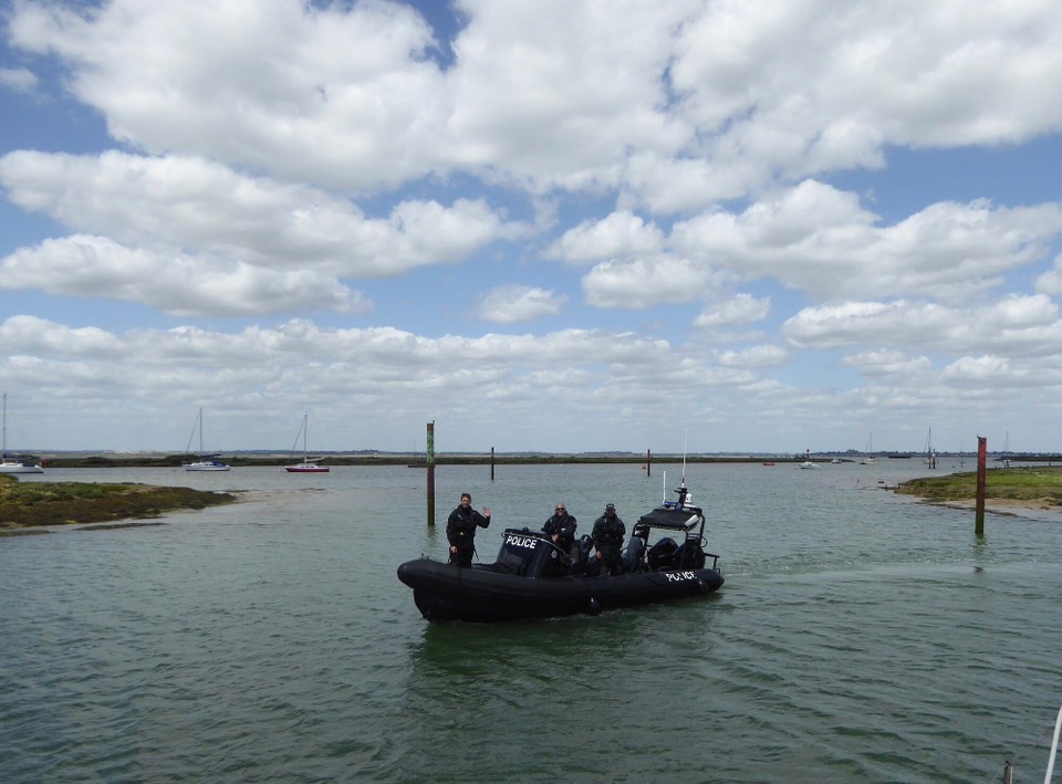 United Kingdom - Southminster - The Police Rib had passed us at speed coming out of the Crouch, so too quick for a photograph; not so now as they returned to their berth.