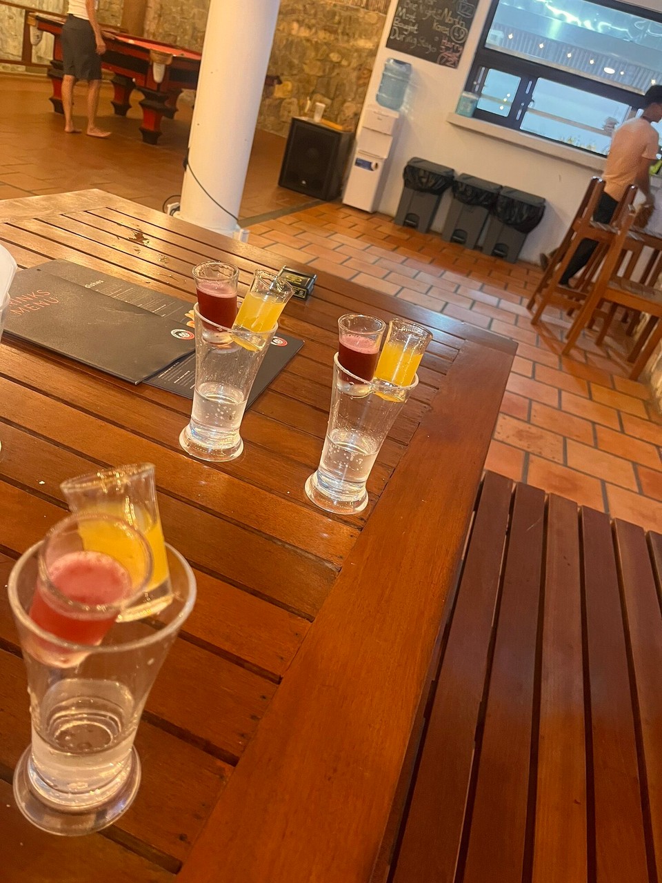 Cambodia - Kiri Sakor - Joss shots, whatever they are 
The hostel reps got everyone playing hide and seek apart from us three so we just chilled and chatted. Then we did karaoke which was fun. There’s a really camp guy here who kept calling us the bombshells and that this was like love island 🤣🤣🤣