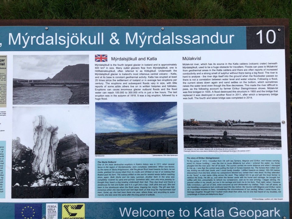 Island - Mýrdalshreppur - …und Informationen zu den letzten dokumentierten Ausbrüchen. Alle 80 Jahre ein Ausbruch… das ist schon sehr viel finde ich…
