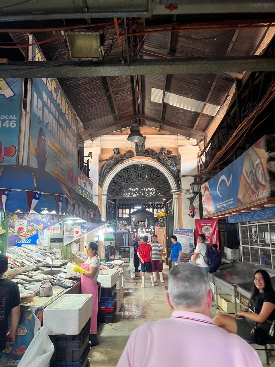 Chile - Santiago - This market was designed and built by Gustavo Eiffel- he built something similar in Paris- but its a built taller
