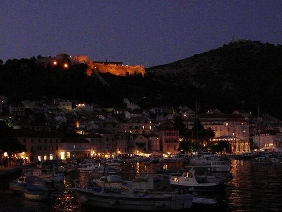 Croatia - Hvar - Hvar and the fort at night