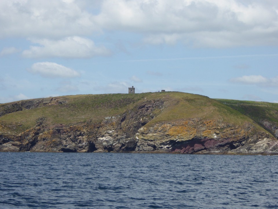 Ireland -  - The Watch Tower on the cliff top at Ardmore, overlooking Ram Head. The original is Napoleonic, but the single storey lookout was built in one day in 1940, and used during World War II.