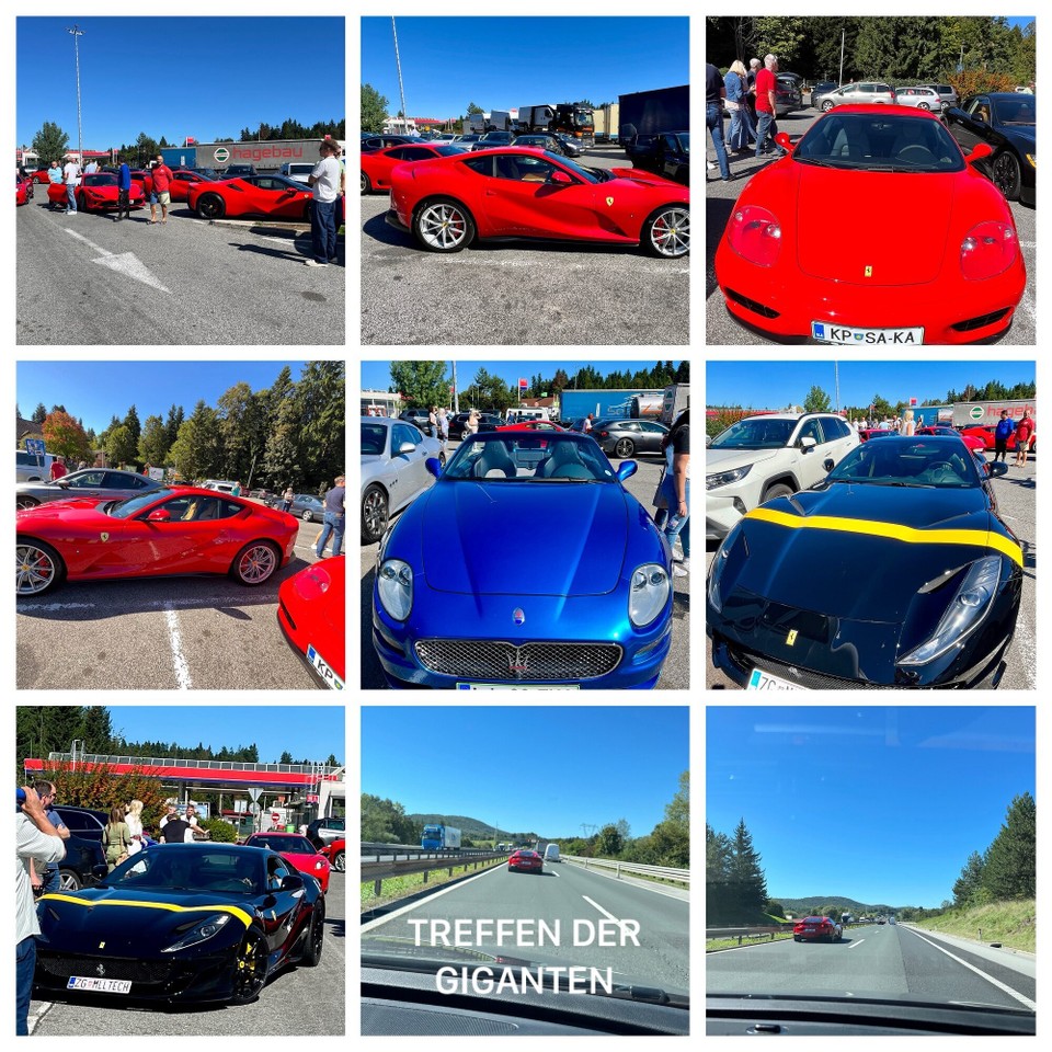 Österreich - Golling an der Salzach - Raststätte in Slowenien! Treffen der Giganten! 25 Fahrzeuge treffen sich zur Fahrt über 2 Pässe nach Italien zum Comer See!