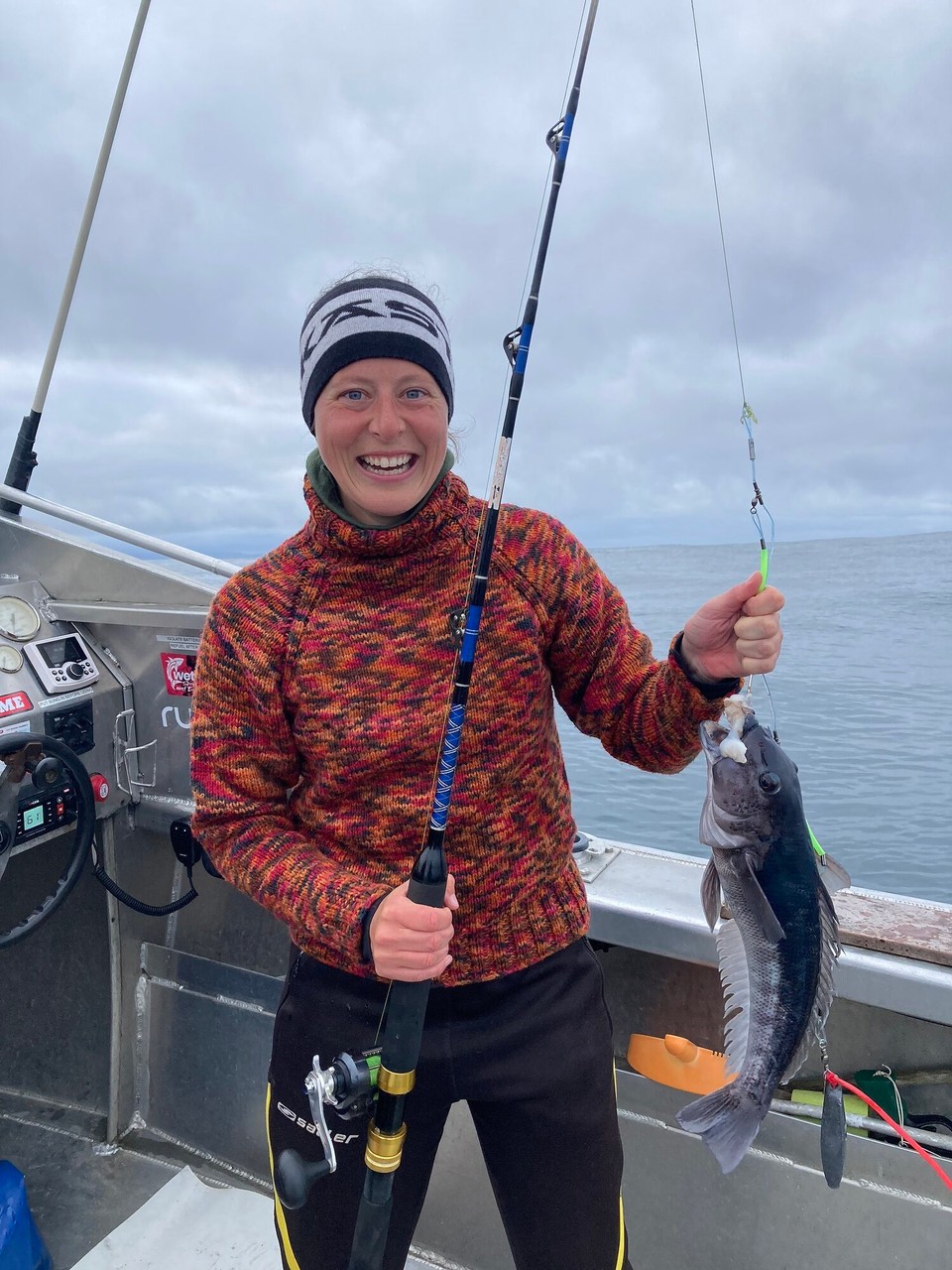Neuseeland -  - Der erste Fisch des Tages und der erste Fisch meines Lebens an meiner Angel - Blue Cod/ Rāwaru/ Blaukabeljau