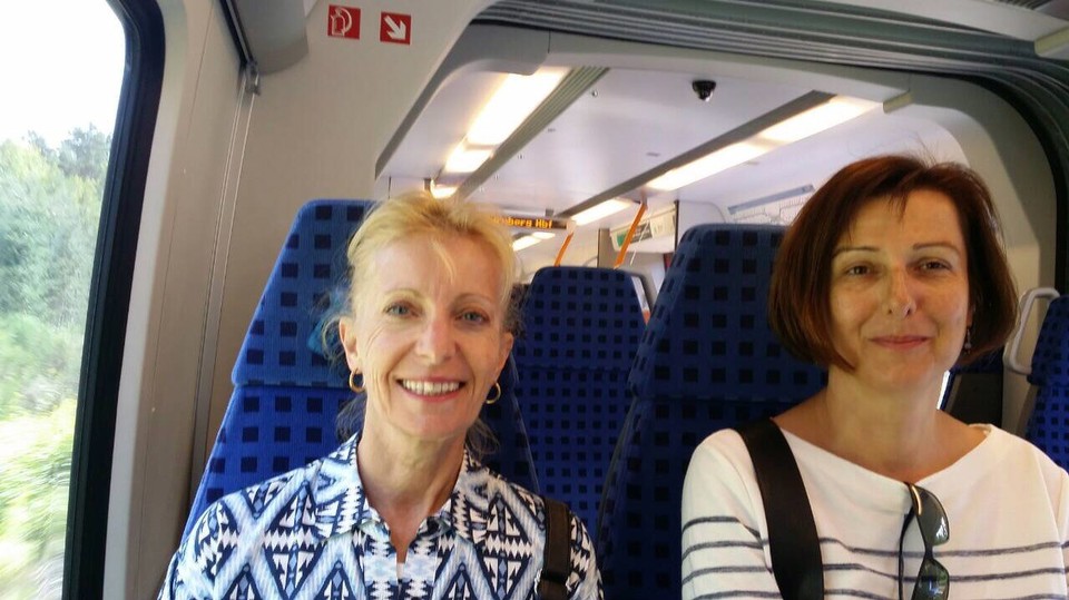 Germany - Feucht - On the train to Würzburg with Katrin