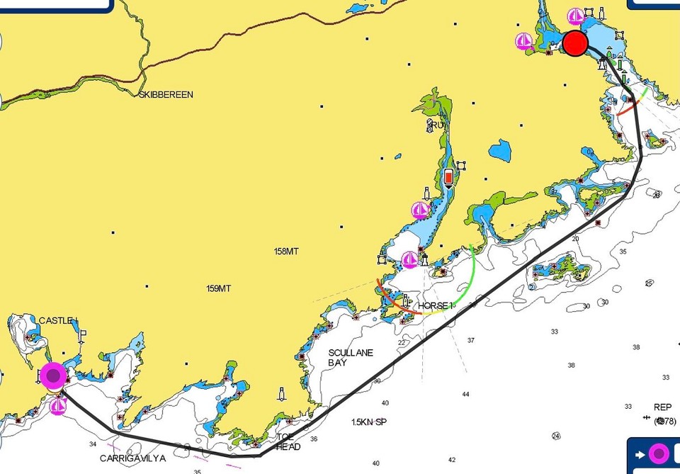 Ireland -  - The first part of our journey today from Union Hall to Bullock Island, Barloge Creek (10.4nm) looked like a rock dodging exercise on the charts.