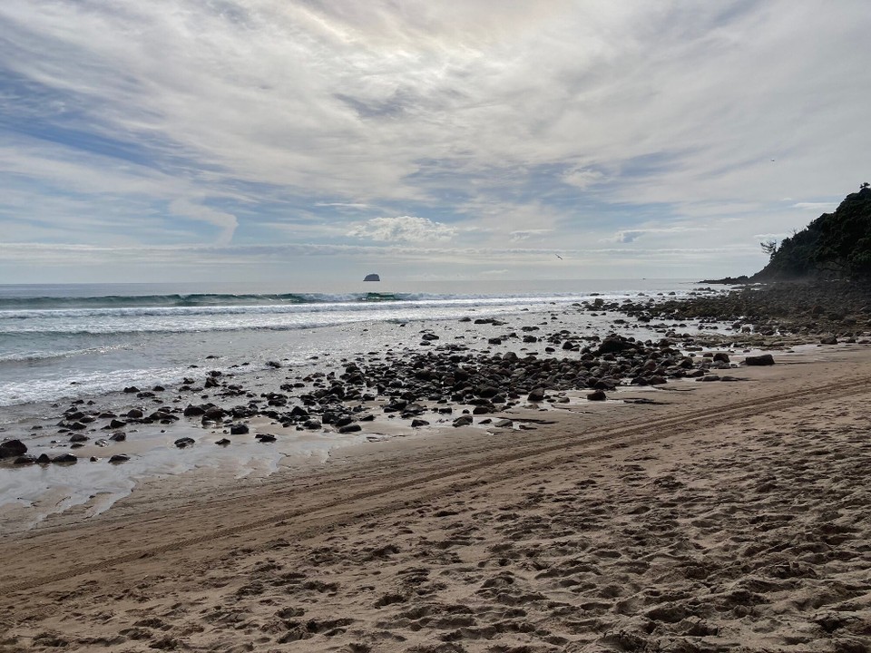 Neuseeland -  - Hot Water Beach - Steine in die eine Richtung…