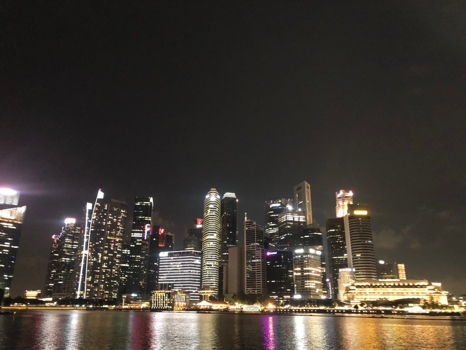 Singapur -  - Skyline bei Nacht 🌝