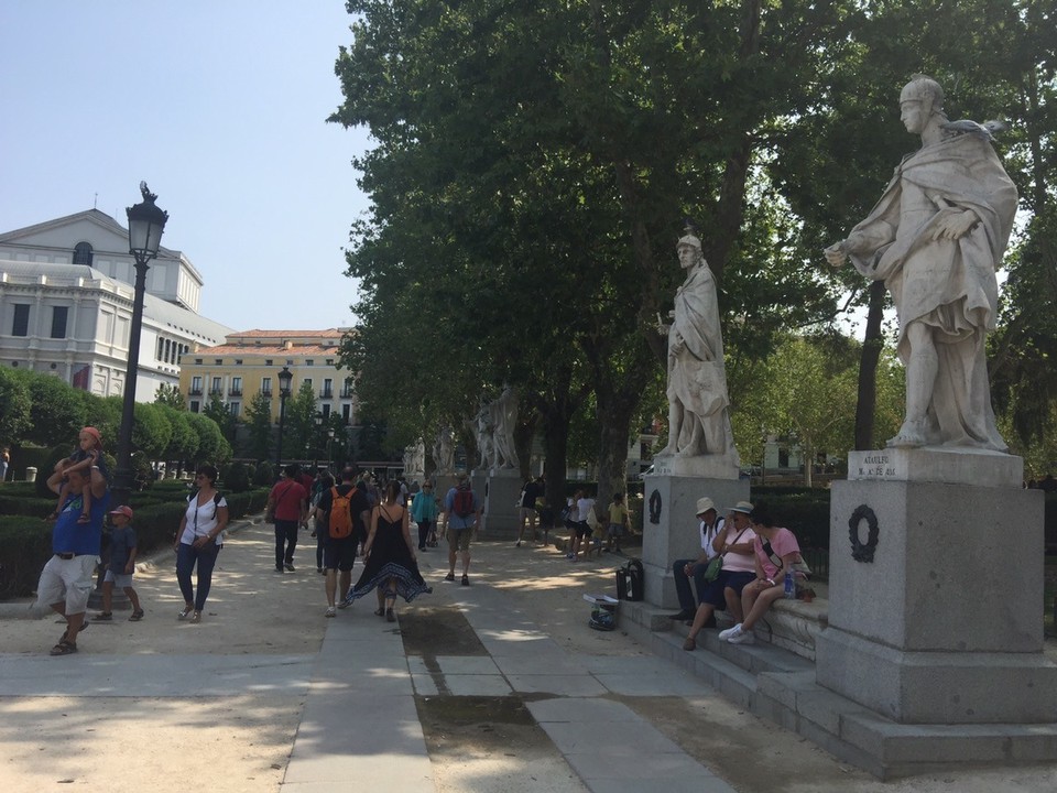  - Spain, Madrid, Gran Via - These statues used to stand on the Palace wall however the Queen dreamed that one fell on her so they were moved to various parks. 