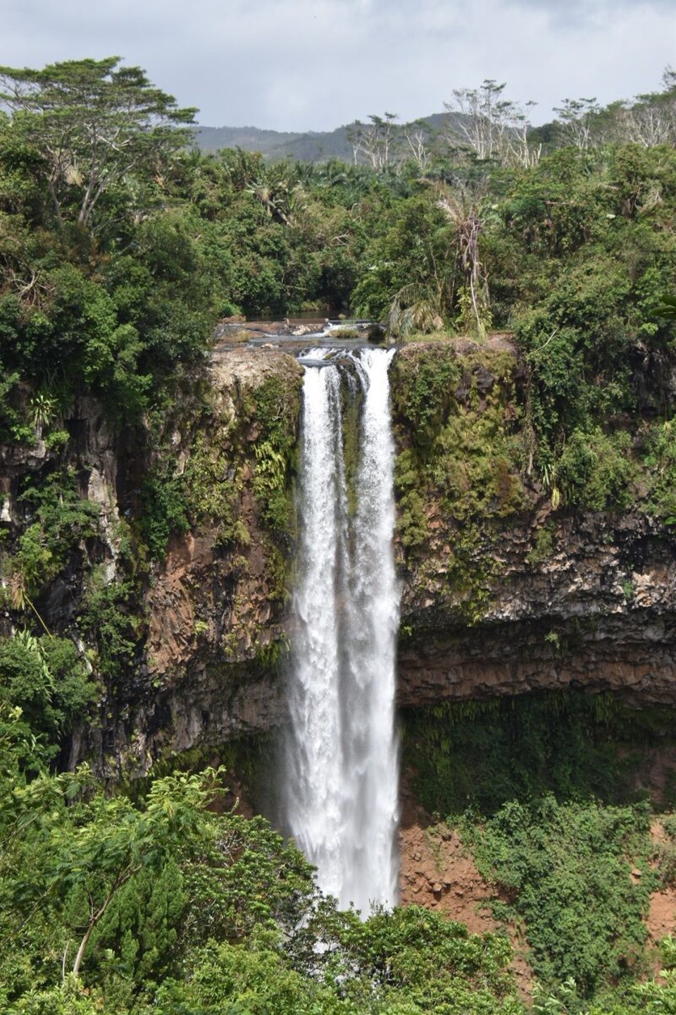Mauritius -  - Der Chamarel Wasserfall ist benannt nach Charles Antoine de Chazal de Chamarel. Er wird auch, wie unschwer zu erkennen, als Zwillingswasserfälle von Mauritius bezeichnet.
Der Chamarel Wasserfall ist der höchste seiner Art in Mauritius.
Das Wasser fällt ca. 100 Meter tief.