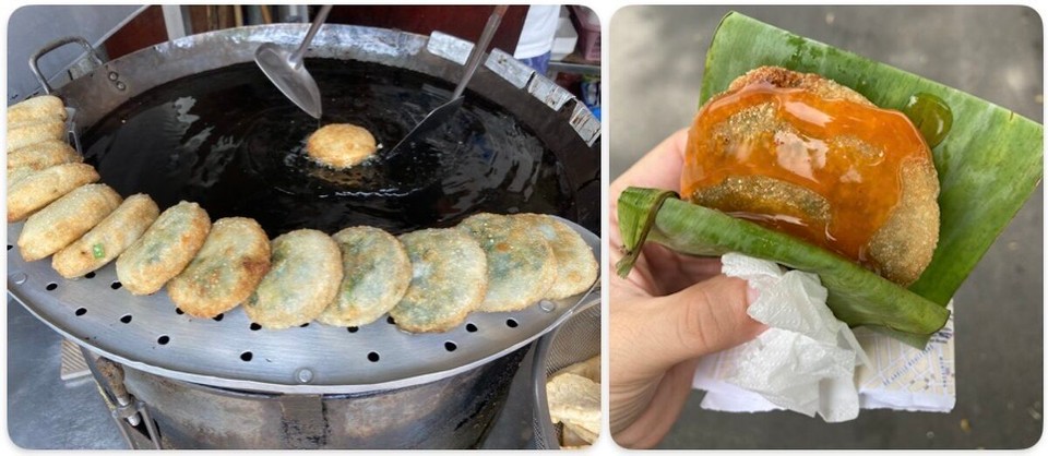 Kambodscha - Phnom Penh - Heute mal ein „Circular rice cake stuffed with chives“ und scharfer Soße, stilecht im Bananenblatt endlich mal ohne dieses doofe Plastik 😌