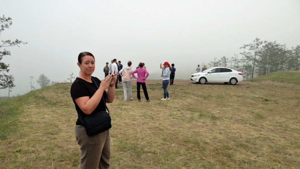 Russia - Lake Baikal - Me being impressed with the view (of fog)