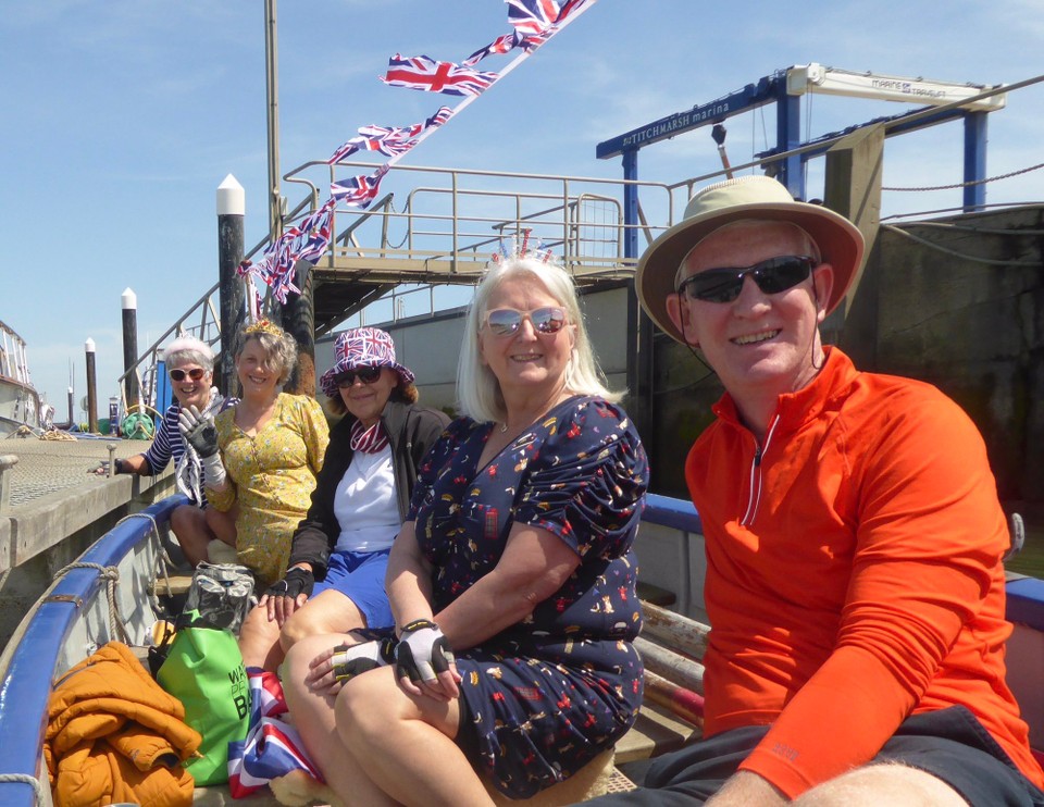 United Kingdom - Frinton-On-Sea - Moving from one sea to the other.  Our trip back home coincided with the Queen’s Platinum Jubilee.  Titchmarsh Rowers decided to mark the occasion by rowing around Horsey Island in full regalia.