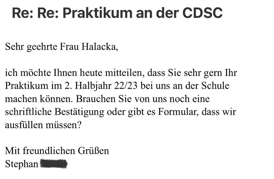 Deutschland -  - Und damit begann alles vor ungefähr einem Jahr. Durch einen glücklichen Zufall habe ich, nach einer ersten Absage durch die Sekretärin, nur wenige Wochen später plötzlich eine Zusage des Schulleiters erhalten. Verwirrend, aber unglaublich toll! ☀️