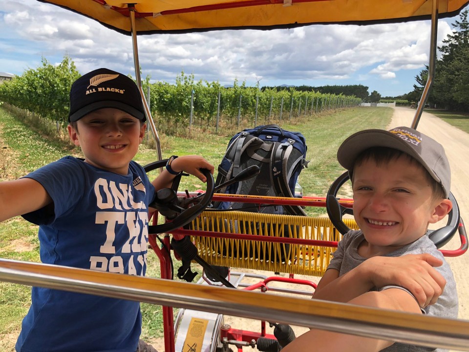 Neuseeland - Martinborough - Nach dem 3. Stopp mussten die Jungs das Steuer übernehmen...